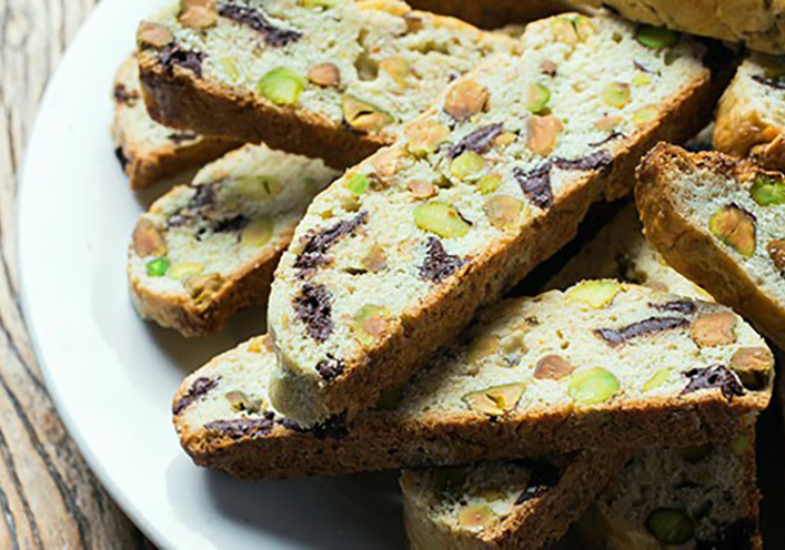 Biscotes de pistacho y chocolate