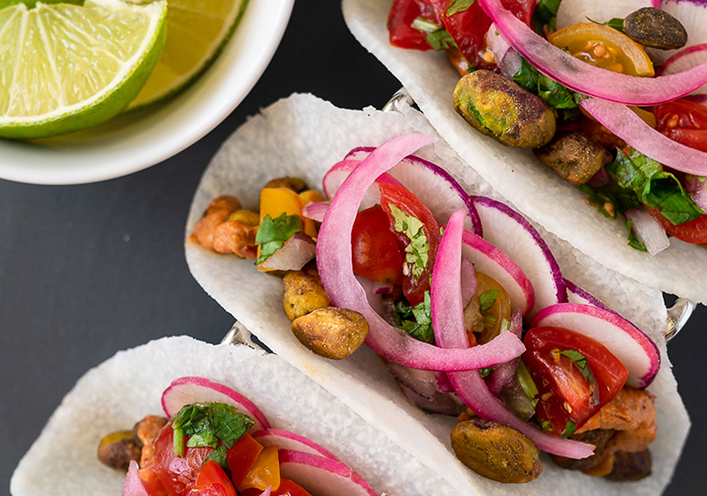 Tacos de pistacho y jícama